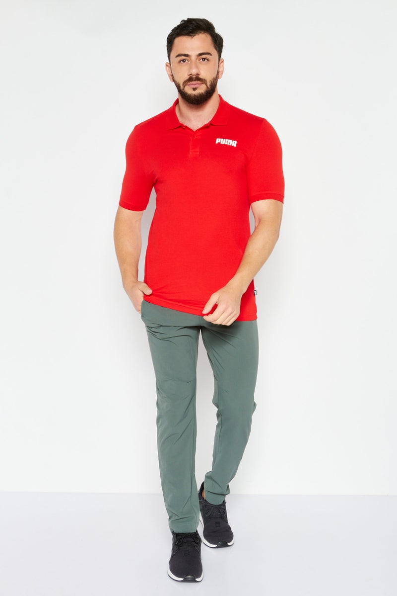 PUMA قميص بولو قصير الأكمام للرجال بتصميم عادي، أحمر - Image 2